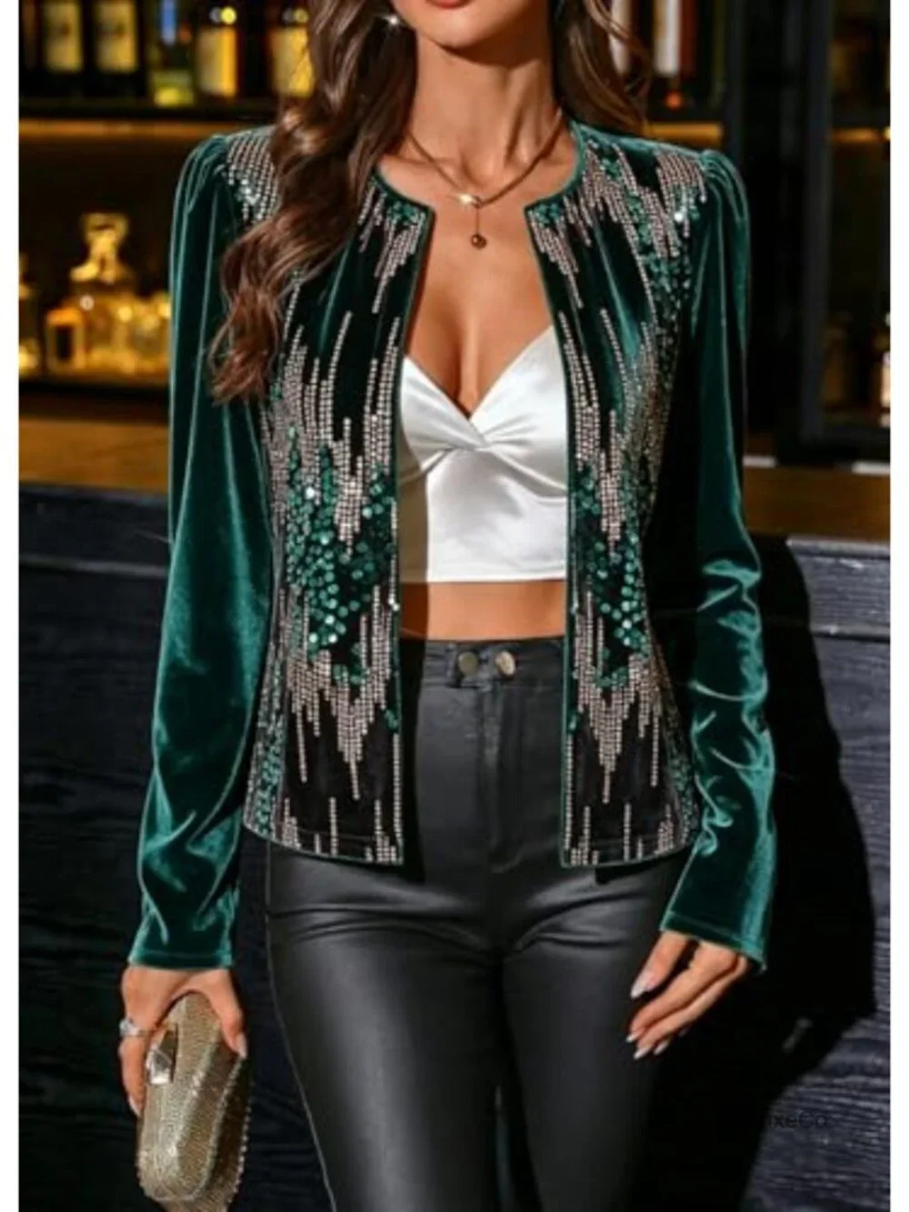 N/A cropped sequin